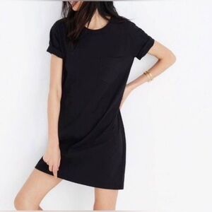 Madewell black ribbed t shirt mini dress pocket